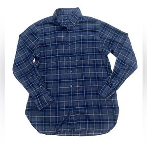Ralph Lauren Long Sleeve Blue Plaid Shirt 100% Cotton Classic Fit Size L
